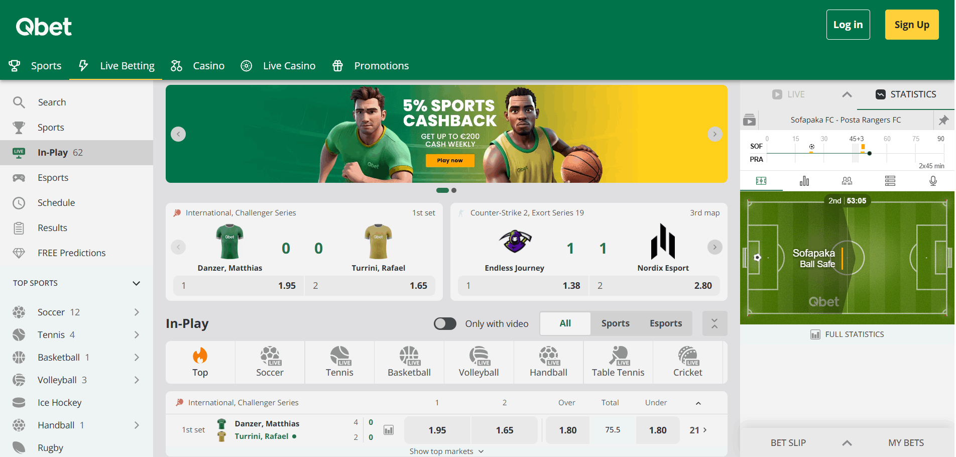 Qbet Casino Sportweddenschappen