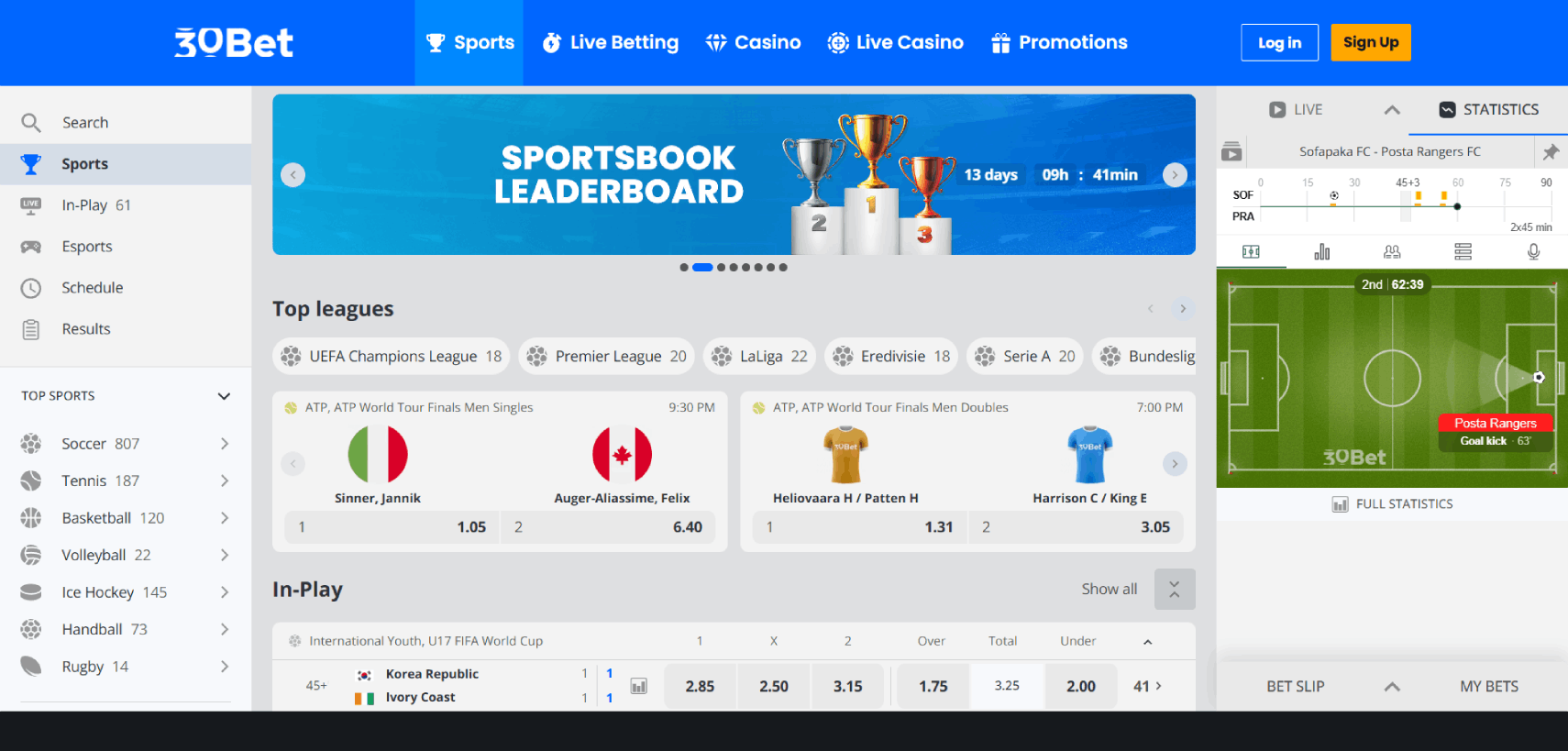 30bet Casino Sportweddenschappen