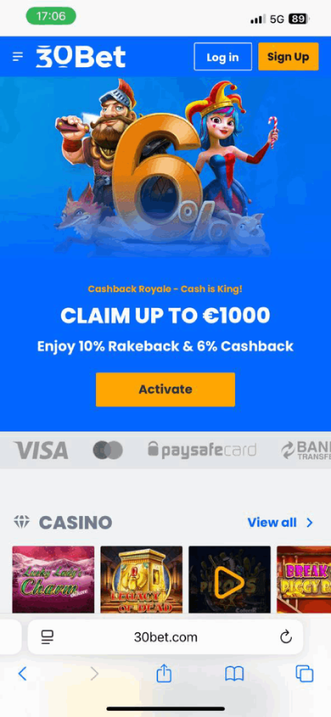 30bet Mobiel Casino