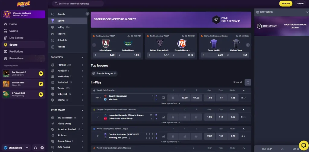 Prive Casino Review-sport