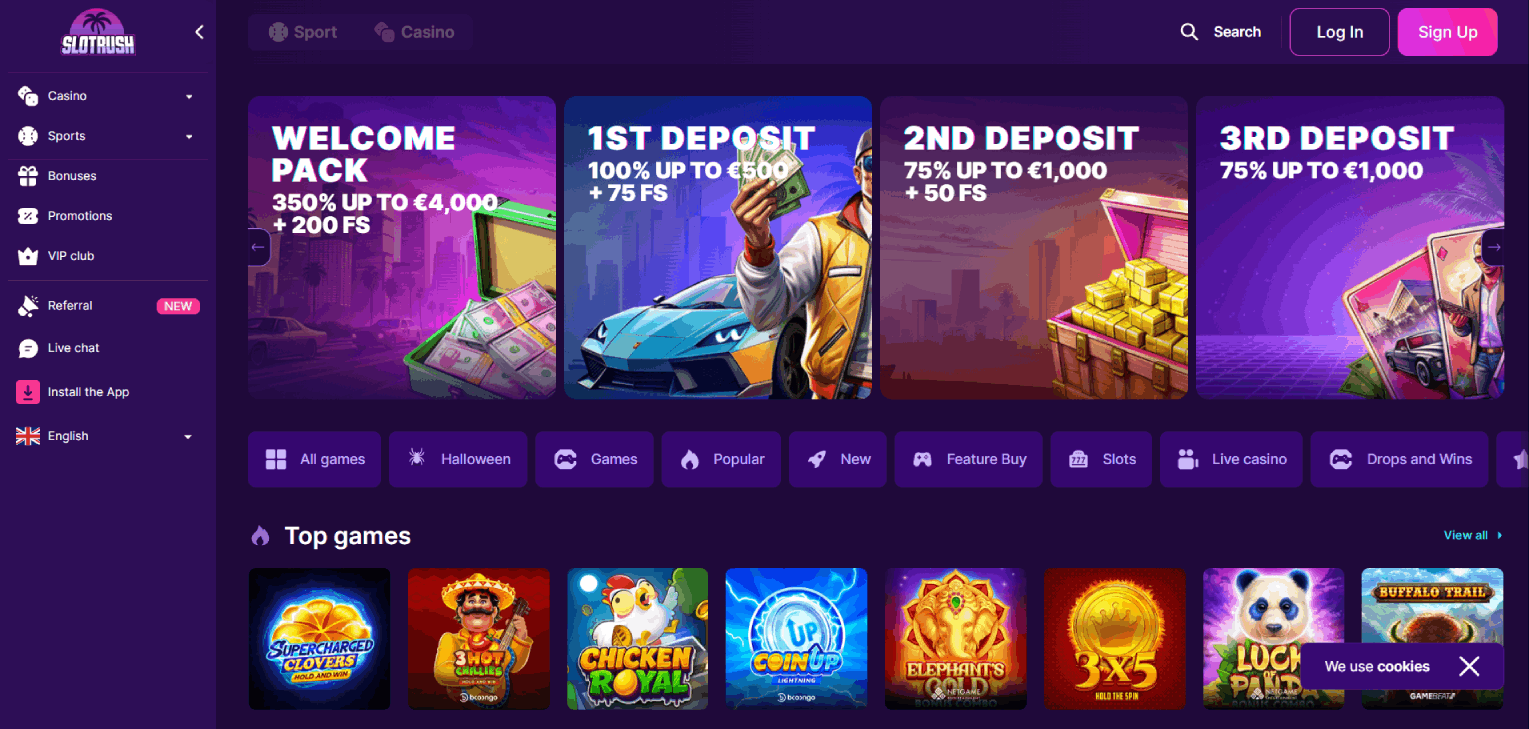 Slotrush Casino Hoofdpagina