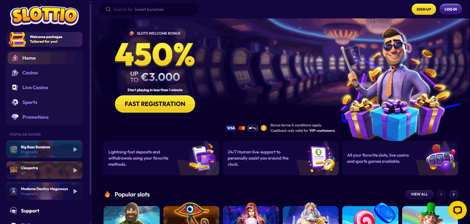 Slottio Casino Hoofdpagina
