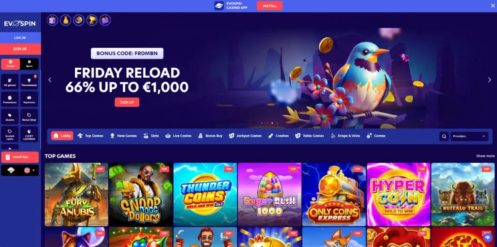 EvoSpin Casino Review - Main