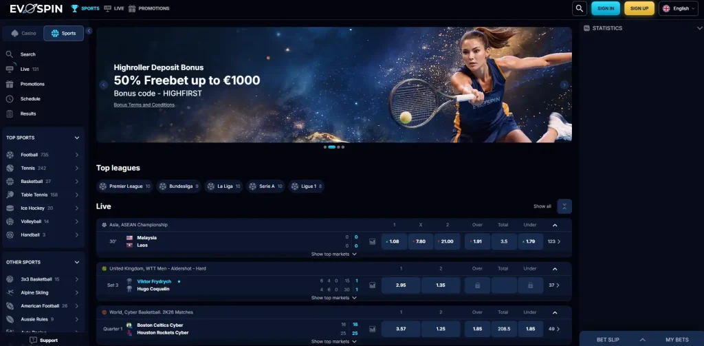 EvoSpin Casino Review-sport