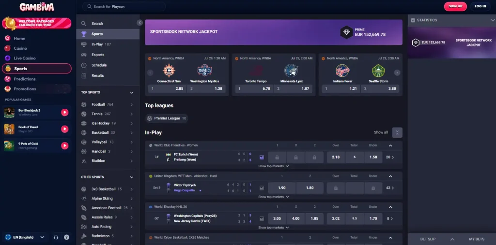 Gambiva Casino Review-sport