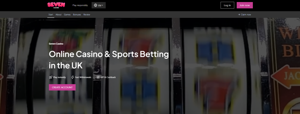 Seven Casino homepage — online casino and sports betting